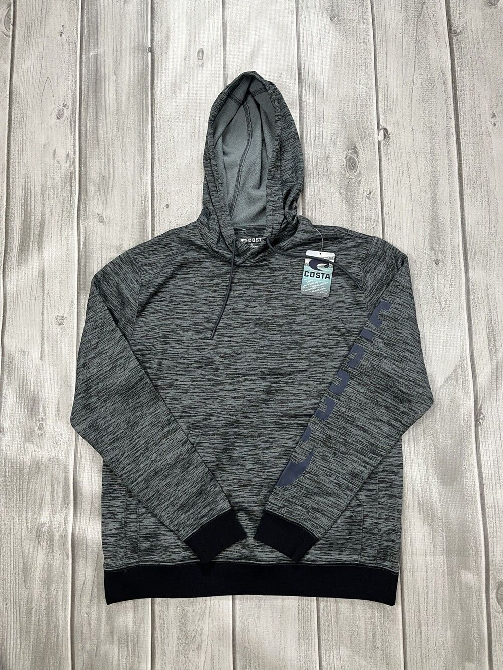 Costa Hoodie Mens Large Gray Tech Fleece Hoody Storm Grey Heather Logo Outdoor
